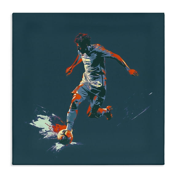 Stupell Industries Winning Soccer Goal Sports Painting Wrapped Canvas Art Print Wall Art, 17 x 17