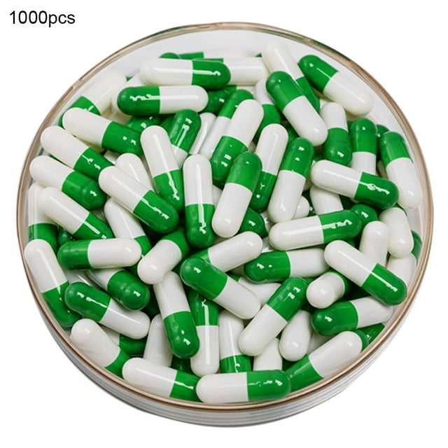 Flmtop 1000 Pcs Coquilles Transparentes Creuses de Gélatine Vides Séparées pour Poudre Médicale