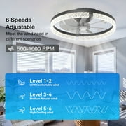 Ceiling Fans with Lights and Remote, 20 Low Profile Ceiling Fans, 3000-6000K Dimmable Modern Flush Mount LED Fan Light, Fandelier Ceiling Fan for Bedroom, Kitchen, Living Room, Black