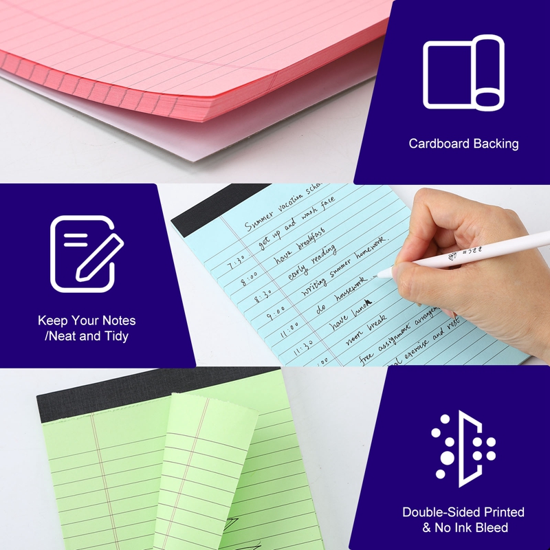 Sixwipe Colored Legal Pads, 5" x 8", 6 Pack photo 6