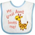 thumbnail image 3 of Inktastic My Great Aunt Loves Me Cute Giraffe Boys or Girls Baby Bib, 3 of 4