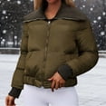 thumbnail image 2 of Vêtements d'Automne pour Femmes, Veste d'Hiver Décontractée Unie à Col Rabattu Coupe-Vent Chaude Matelassée, Manteau pour Femmes, 2 of 9