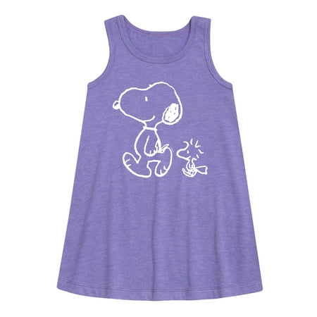 

Peanuts - I ll Follow You - Snoopy & Woodstock - Toddler & Youth Girls A-line Dress
