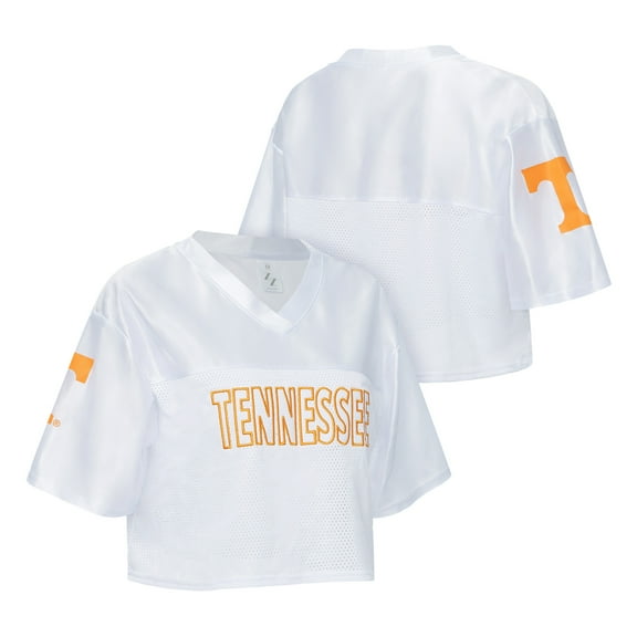 Women's ZooZatz White Tennessee Volunteers Mesh Cropped V-Neck T-Shirt