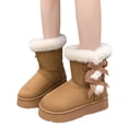 thumbnail image 2 of Women's Winter Snow Boots with Bow Detail - Suede-Like Warm Boots with Faux Fur Lining for Cold Weather, 2 of 5