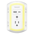 thumbnail image 2 of Honeywell 5-Outlet 2-USB LED Night Light Surge Protector Wall Tap, White, 2 of 9
