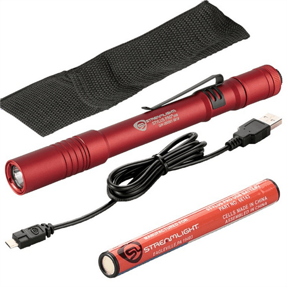 Streamlight 66137 Stylus Pro Flashlight with USB Cord, Red