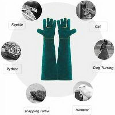 Anti-Bite Handling Gloves for Animals, Leather Safety Work Gloves for Bathing, Grooming, Handling Dogs, Cats, Birds, Snakes, Lizards, Reptiles - Protective Gloves