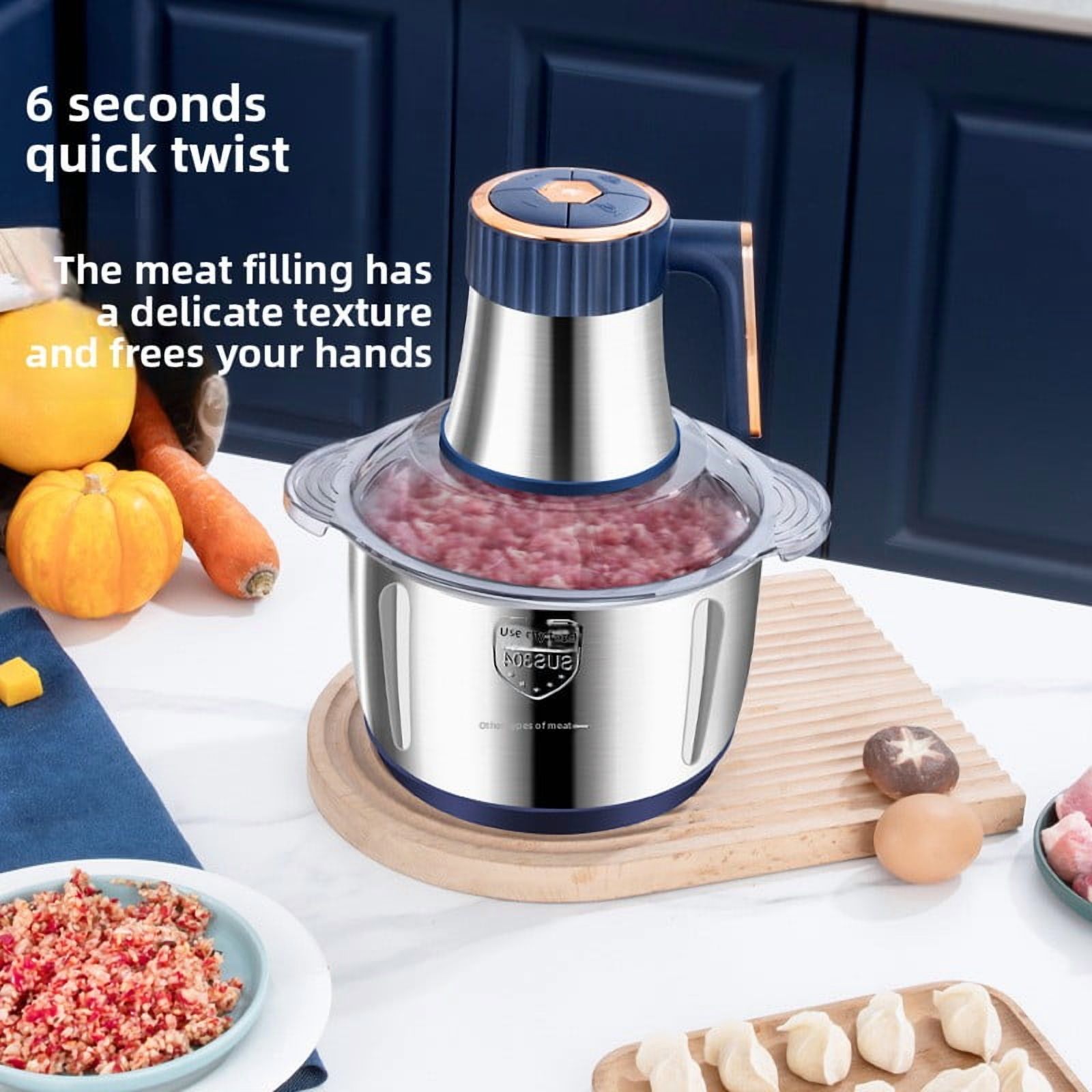 110-volt stainless steel food processor - 5-liter capacity, 400-watt multi-functional kitchen appliance, suitable for operations such as chopping, cutting, juicing, and making baby food.