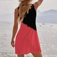 thumbnail image 4 of QLEICOM Womens Summer Color Block Print Sleeveless Sundress Casual Loose Swing T-Shirt Dress Tank Dress Red B S, US Size:4, 4 of 4