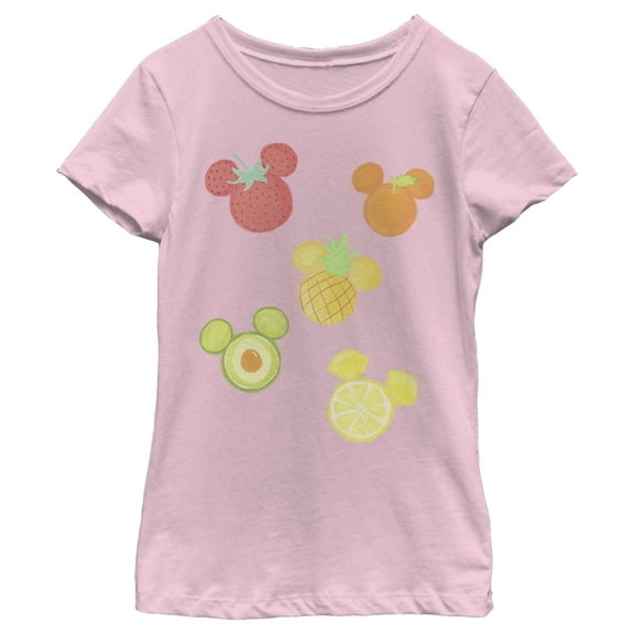 Girl's Mickey & Friends Mickey Mouse Fruit Silhouettes Graphic Tee Light Pink X Small