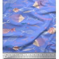 thumbnail image 1 of Soimoi Blue Modal Satin Fabric Bubbles & Fish Ocean Print Fabric by the Yard 42 Inch Wide, 1 of 1