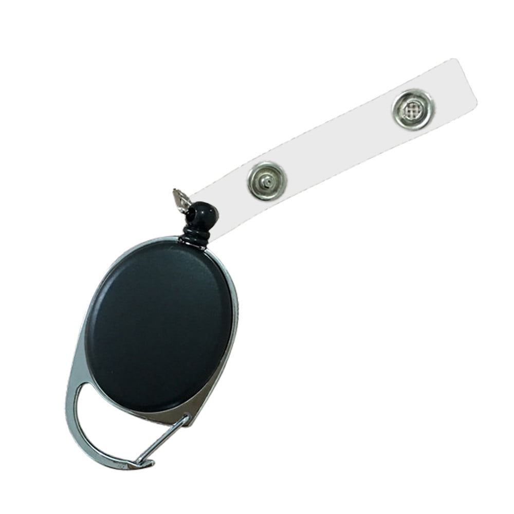 Riforla New Retractable Reel ID Badge Lanyard Name Tag Key Card Holder Belt Clip Keychains Black