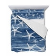 thumbnail image 7 of Quilts Full Size Bedding Set, Navy Blue Coastal Lightweight Quilted Comforter, Summer Ocean Waves Ombre Sea Starfish Soft Reversible Bedspread Coverlet with Pillow Covers for All Season, 78" x 90", 7 of 7