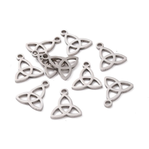 304 Stainless Steel Charms Trinity Knot/Triquetra Irish Stainless Steel Color 13.3x11.7x1mm Hole: 1.5mm