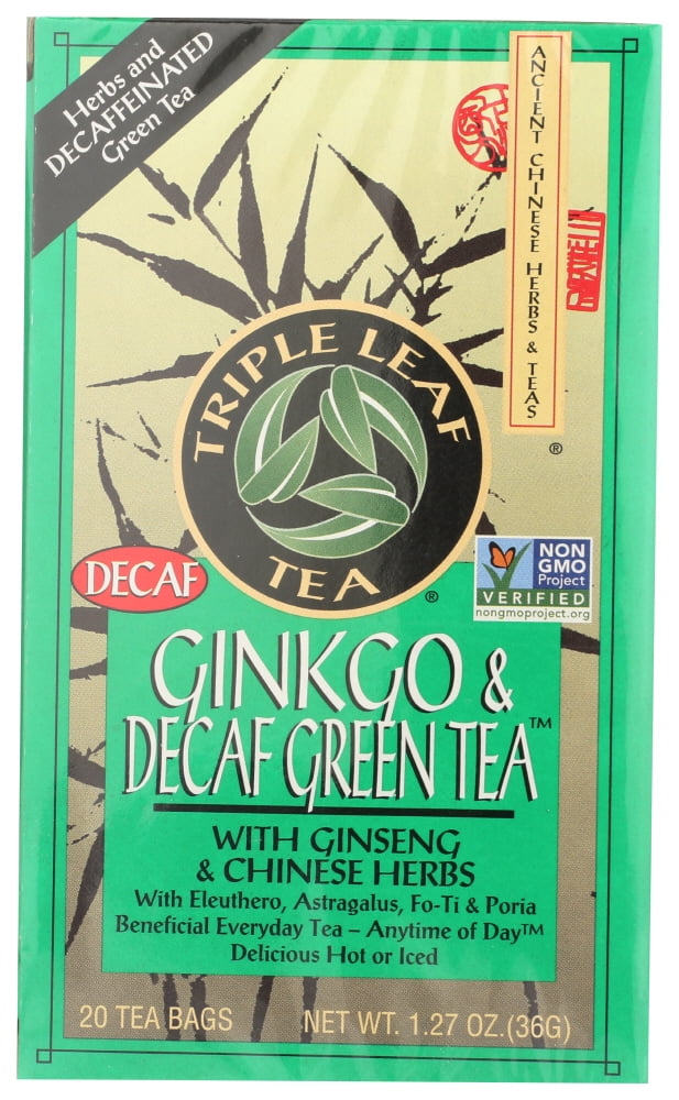 Triple Leaf Tea, Ginkgo, Decaf Green Tea, 20 Tea Bags