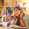 thumbnail image 2 of Cute Cat Ear Over‑Ear Bluetooth Headphones, Bluetooth 5.0, LED Glow Light, 7.1 Surround Sound, Foldable Stretchable, Comfort Wear, Long Battery, FM Card Support, Kids Adult Gift Headset, 2 of 2