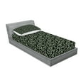 thumbnail image 2 of Ambesonne Tropical Fitted Sheet & Pillow Sham Set, Exotic Foliage Hand Drawn, Twinxl, Sage Green Black, 2 of 2