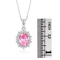 thumbnail image 5 of RYLOS Women's 14K White Gold Princess Diana Ring & Necklace Set. Gemstone & Diamonds, 9X7MM  Pink Ice October Birthstone . 2 PC Perfectly Matched Gold Jewelry Ring Size 6, 5 of 10