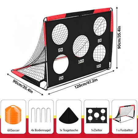 BESTSKY Soccer Goal for Backyard Set,4X3 Ft Portable Soccer Nets Training Equipment with Target,Carry Bag,6 Cones & 4 Ground Stakes,Outdoor Sports Games for Backyard,Beach,Park,Lawn