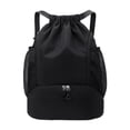 thumbnail image 1 of Mochila de baloncesto con cordón, ligera, impermeable y con compartimento para zapatos. Negro, 1 of 8