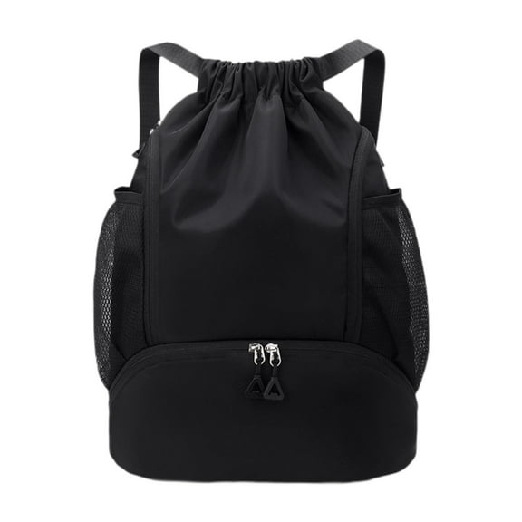 QccHieUs Drawstring Backpack Sports Gym Bag Water Resistant Basketball Sackpack Cinch Bag Black