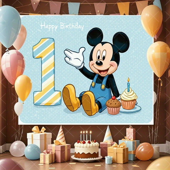 Mickey and Minnie cartoon theme birthday flag Background flag Children's party decoration items Photography photo props 150*100CM