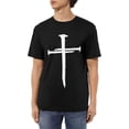 thumbnail image 1 of Camisetas de algodón para hombre con cruz de clavo de Jesús cristiano, camisetas casuales básicas de cuello redondo, camisetas de moda de manga corta., 1 of 6