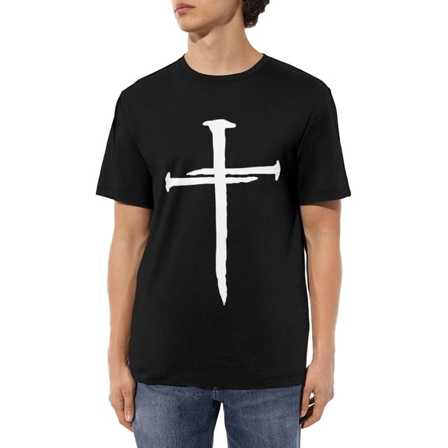 Camisetas de algodón para hombre con cruz de clavo de Jesús cristiano, camisetas casuales básicas de cuello redondo, camisetas de moda de manga corta.