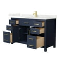 thumbnail image 2 of Beckett 54" Dark Blue Single Vanity & Giotto Quartz Top (1-Hole) & Gold Trim, 2 of 5