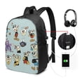 thumbnail image 2 of The Cuphead Show Cartoon Laptop Backpack Daypack School Student Bookbag Satchel Rucksack Shoulders Travel Bag With USB Headphone Charging Port, 2 of 8
