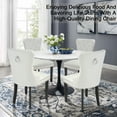 thumbnail image 6 of Foredo PU Leather Dining Chairs Set of 2, Tufted Upholstered Dining Room Chair with Pull Ring and Solid Wood Legs, White, 6 of 7