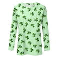 thumbnail image 5 of Womens St Patricks Day Plus Size Long Sleeve T Shirts Funny Green Shamrock Graphic Saint Patrick's Day Tee Tops Mint Green 5XL, 5 of 6