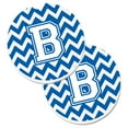 thumbnail image 1 of Letter B Chevron Blue & White Set of 2 Cup Holder Car Coaster, 1 of 1