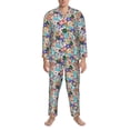 thumbnail image 3 of Susaid Colored Casino Chips Print Men's Long Sleeve Pajama Set, Two-Piece Button-Down Loungewear PJs Set, Comfortable Sleepwear for Relaxation-X-Large, 3 of 7