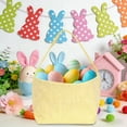 thumbnail image 5 of karymi Easter Bunny Children's Basket Bag Handheld Gift Canvas Tote with Spacious Interior and Durable Handles for Holiday Party Decor and Egg Collection House Decor Party Favors Gifts for Women, 5 of 6