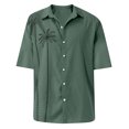 thumbnail image 4 of Designer Spring Summer Men's Casual Cotton Solid Color Short Sleeve Shirts Loose Shirts L, 4 of 4