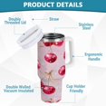 thumbnail image 4 of 30 oz Insulated Stainless Steel Tumbler Double Wall Stainless Steel Tumbler with 2-Way Drinking Watercolor Sparkling Cherries, 4 of 9