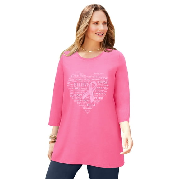 Catherines Women's Plus Size Scoopneck Breast Cancer Awareness Tee