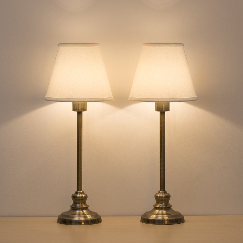 Rotary Metal Base Bedside Table Lamps, Set of 2 Gold