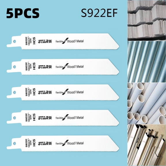 5Pcs 150Mm S922Ef Reciprocating Saw Blades Set High Carbon Steel Handsaw Multi Saw Blade For Wood Metal Plastic Pipe Cutting