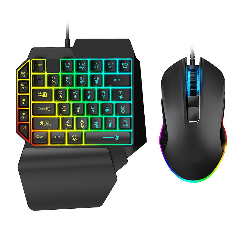 HOTBEST Colorful Light Keyboard&mouse Game Artifact Left Hand Keypad