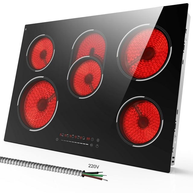 Estufa eléctrica Traenvir de 30 pulgadas y 5 quemadores, 8400 W, 220 V-240 V