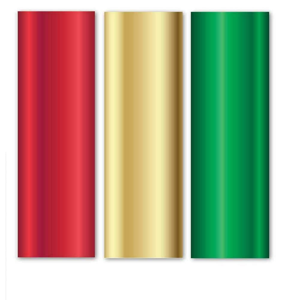 Bundle of 3 Rolls of Christmas Holiday Foil Door Wrap Paper for Xmas