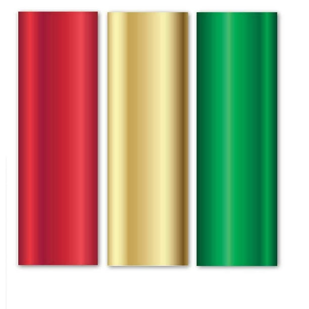 Bundle of 3 Rolls of Christmas Holiday Foil Door Wrap Paper for Xmas