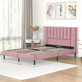 Flolinda Full Bed Frame Upholstered Bed Frame with Vertical Channel Tufted Complete High