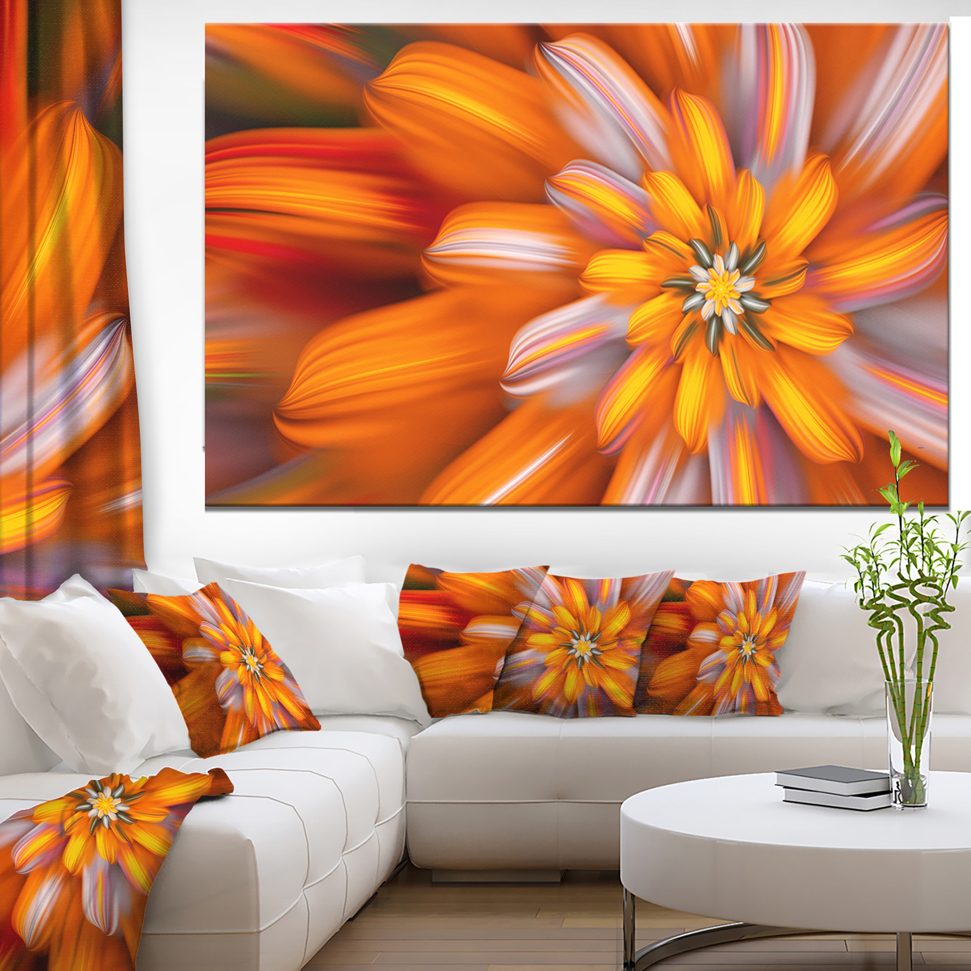 Designart 'Massive Orange Fractal Flower ' Large Floral Canvas Art Print