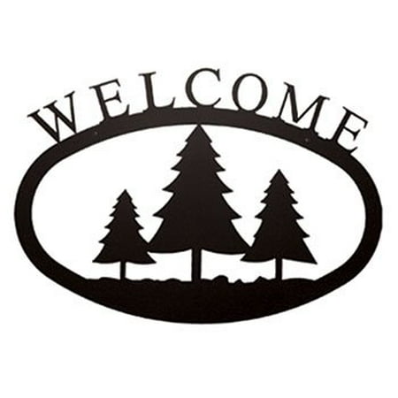 Village Wrought Iron WEL-20-L Pine Trees - Welcome Sign Large