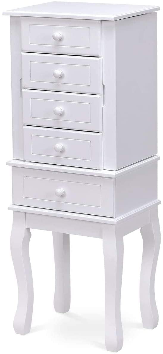Jewelry Armoire with 5 Drawers, Storage Chest Stand Large