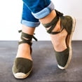 thumbnail image 2 of ZTTD Womens Flat Lace-Up Summer Holiday Sandals Shoes Strap Shoes Army Green, 2 of 8